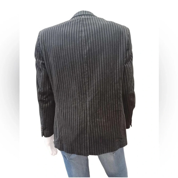 Bellissimo Velvet Black Grey Pinstripe Blazer Size  44R - Picture 2 of 11